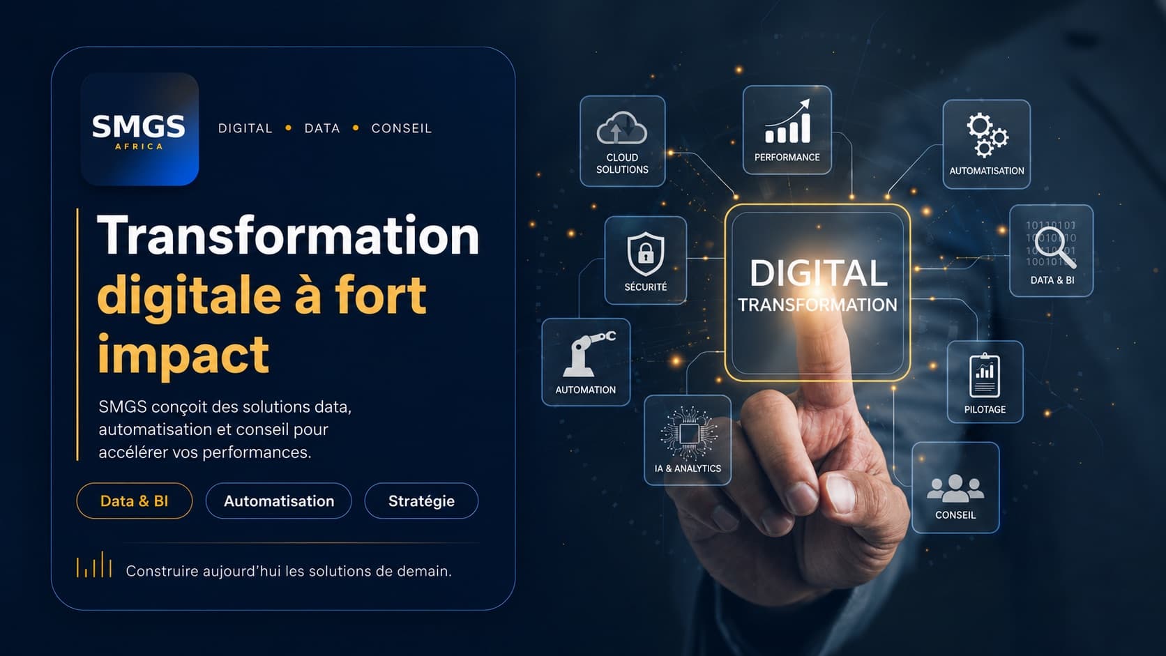 Transformation digitale à fort impact : cloud, sécurité, data & BI, automatisation, IA par SMGS Africa